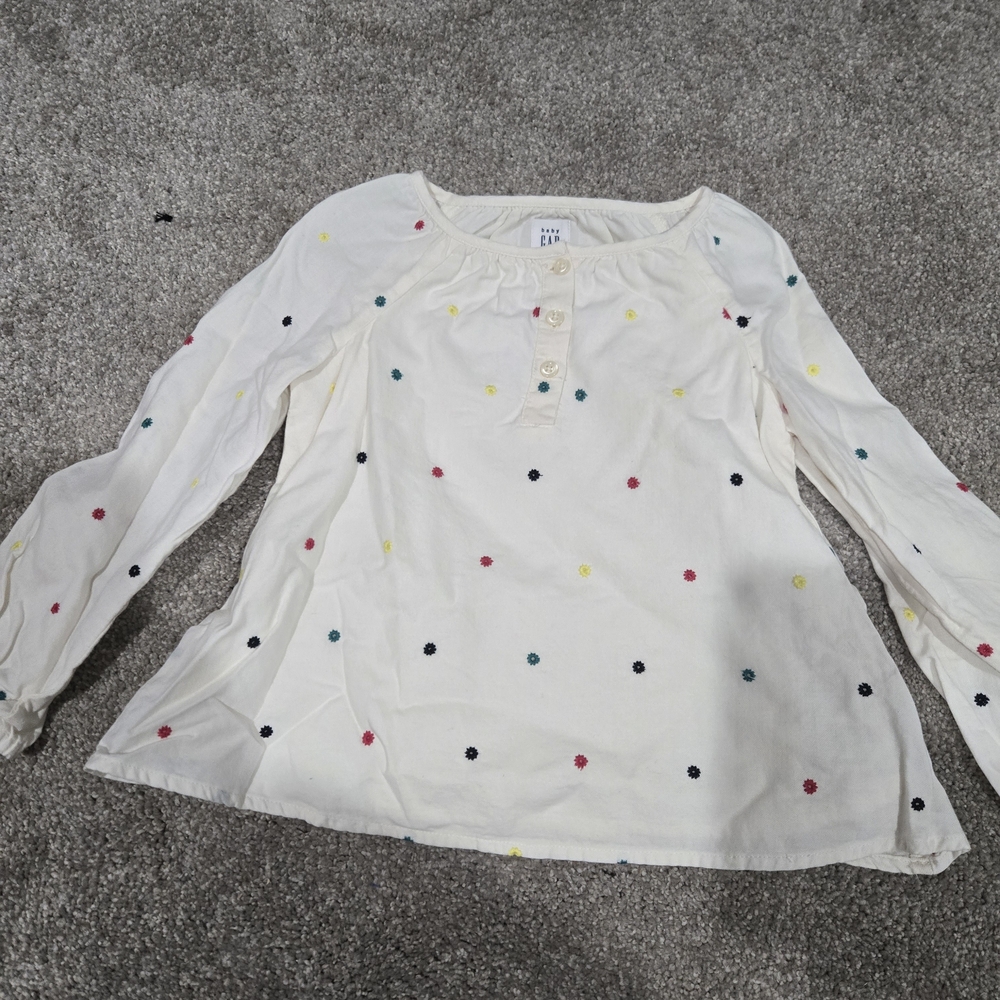 GAP White Toddler Top with Multicolor Dots
